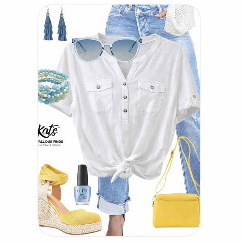 Croft & Barrow Cream Henley Shirt
